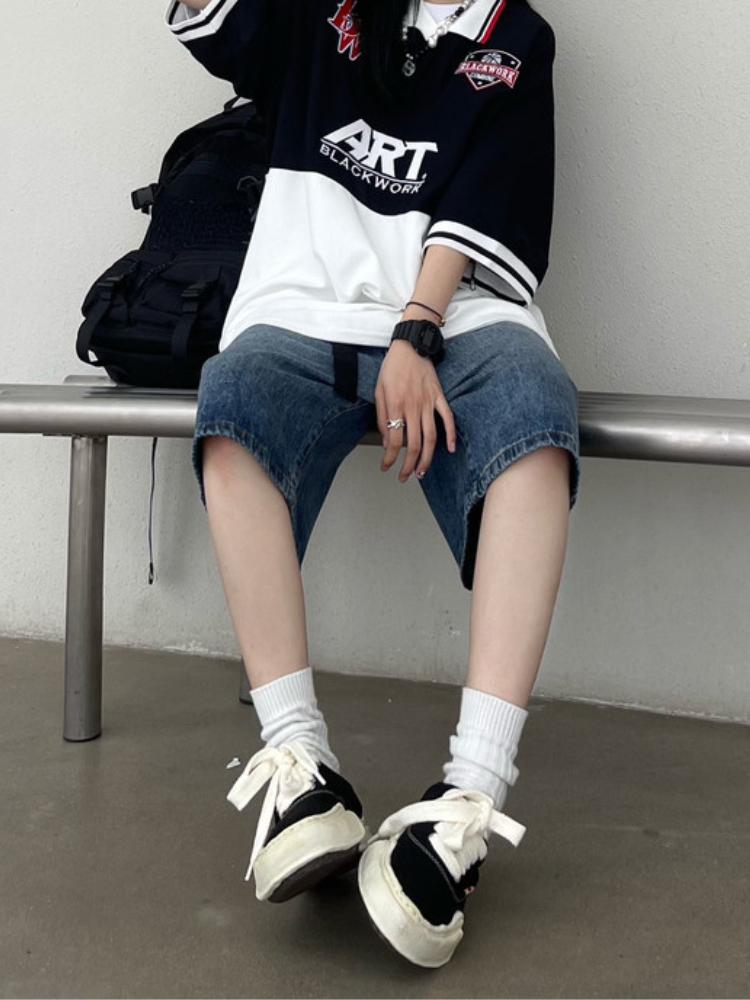 Y2K Wide Leg Trousers Vintage Jeans Women  American Streetwear Casual Washed Pants Korean Fashion Oversize Summer Denim Shorts