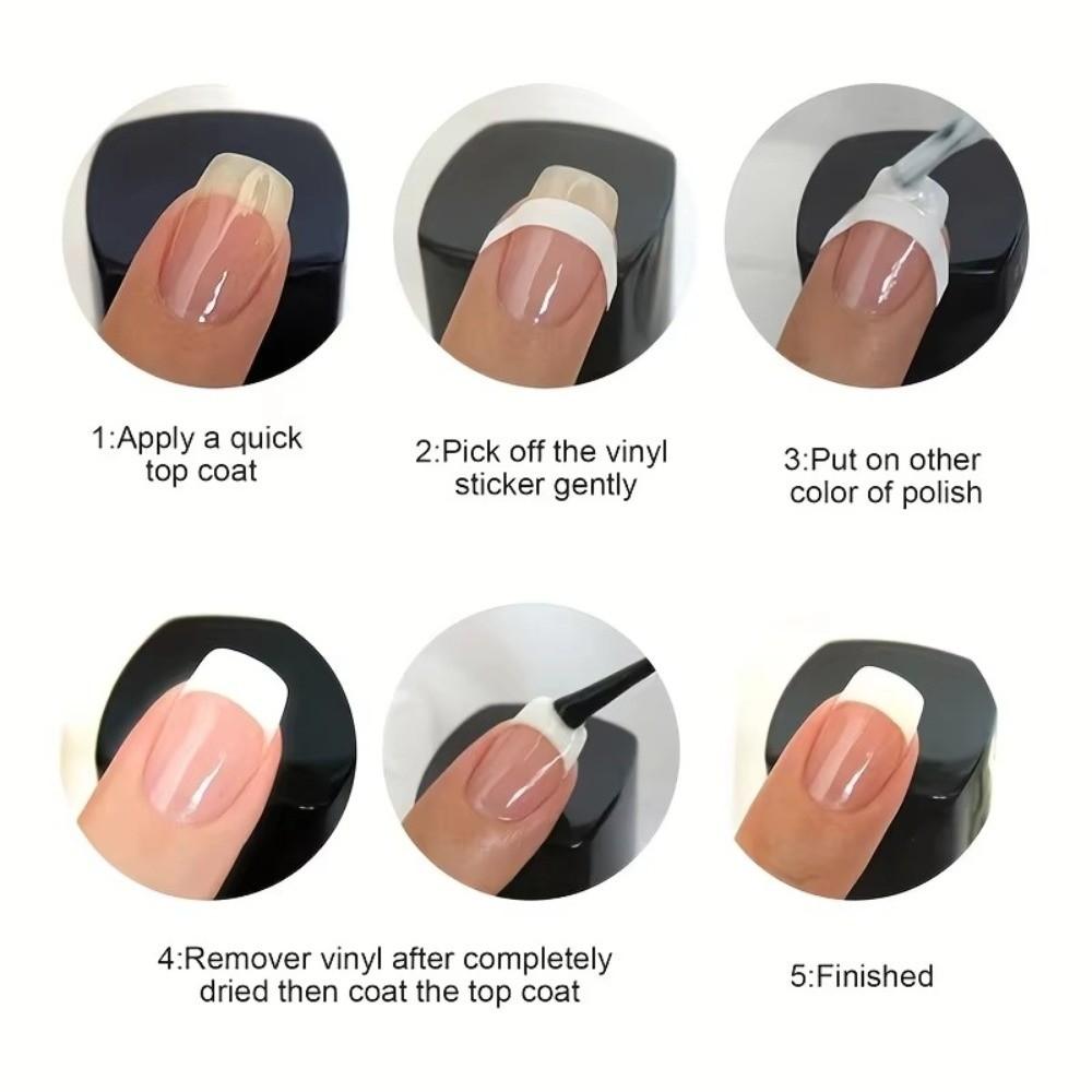 White French Nail Art Stickers Form Fringe Self-Adhesive Nail Art Sticker DIY Decoration Strip Tips Fringe Tip Decals