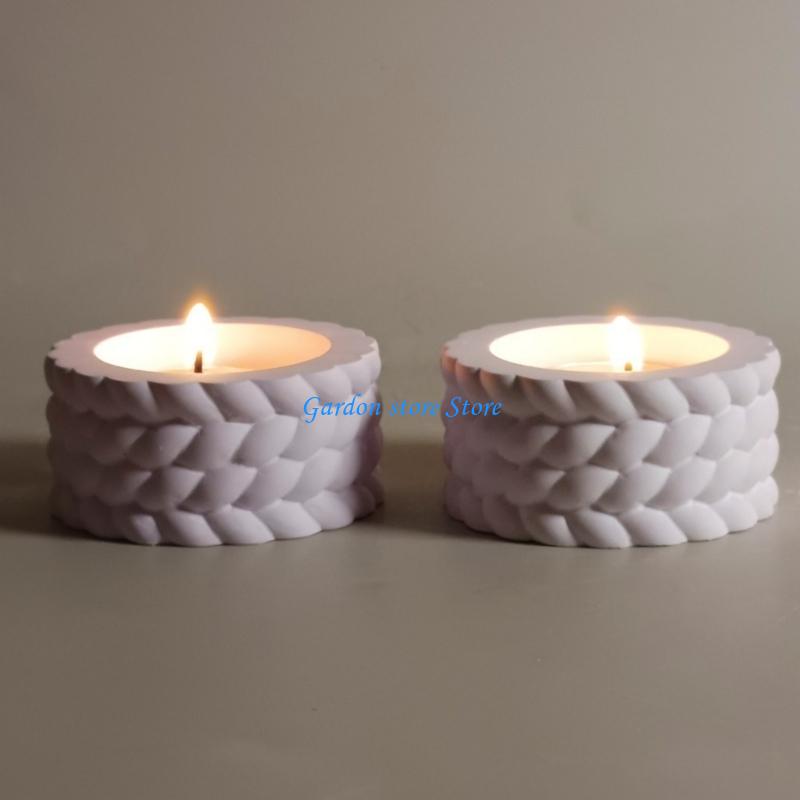 B0KB Braided Cord Silicone Holder Molds Epoxy Resin Silicone Molds for Candlestick Tealight Holder Home Decoratio