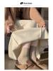 Off-White Fleece-Lined Woolen Mermaid Skirt - High-Waisted 2025 Autumn/Winter Mid-Length Skirt for Women