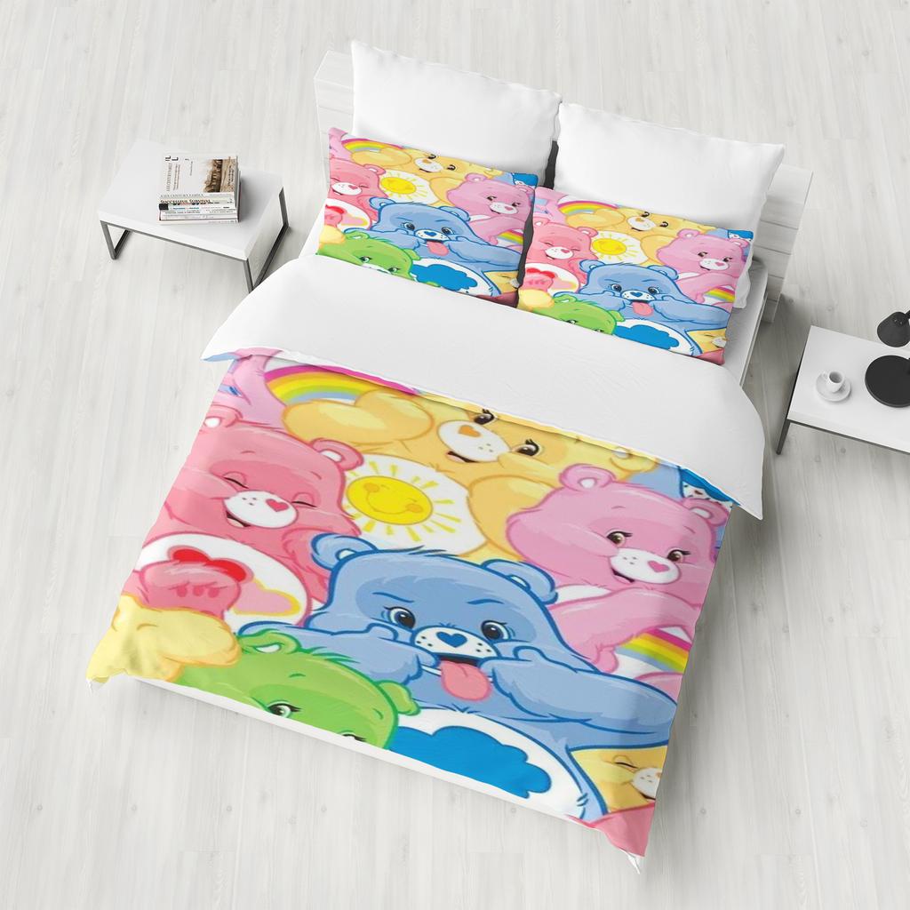 Care Bears Anime Bedding Set Duvet Cover 1009 Polyester Suitable For Children And Adults 3-Piece Set