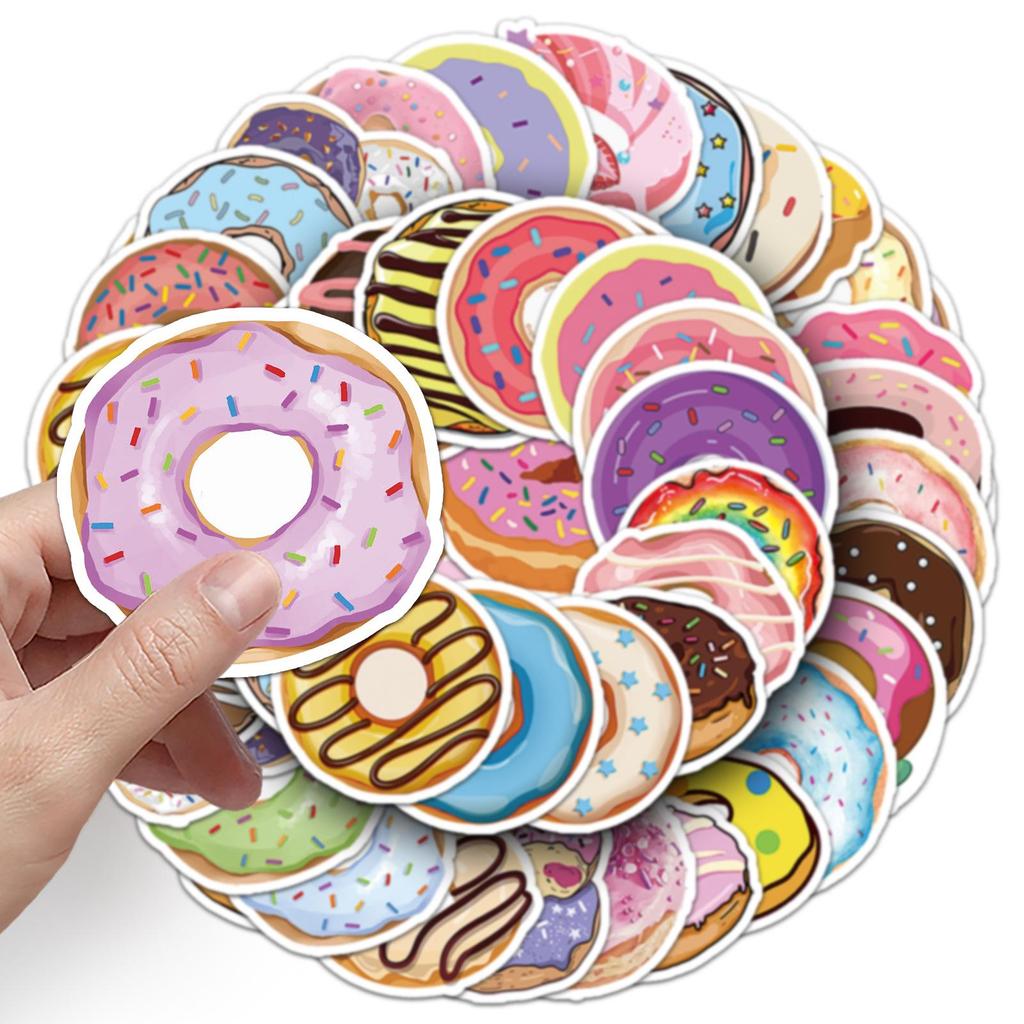 50PCS Sweet Donut Stickers: Trendy Graffiti Designs for Laptops, Cars & More