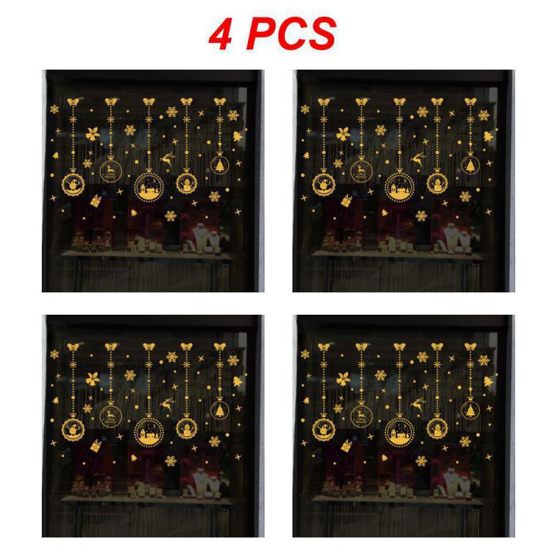 1/2/4PCS New Year Wallpaper Christmas Glitter Snowflake Window Sticker Electrostatic Wall Stickers Snowflake Door Glass Decor