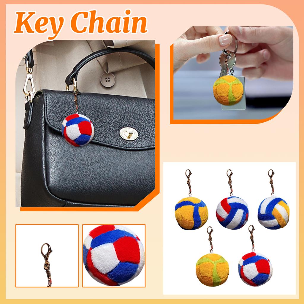 Cartoon Plush Volleyball Keychain Soft Simulation Ball Doll Bag Pendant for Girls Kids Backpack Decoration Accessory