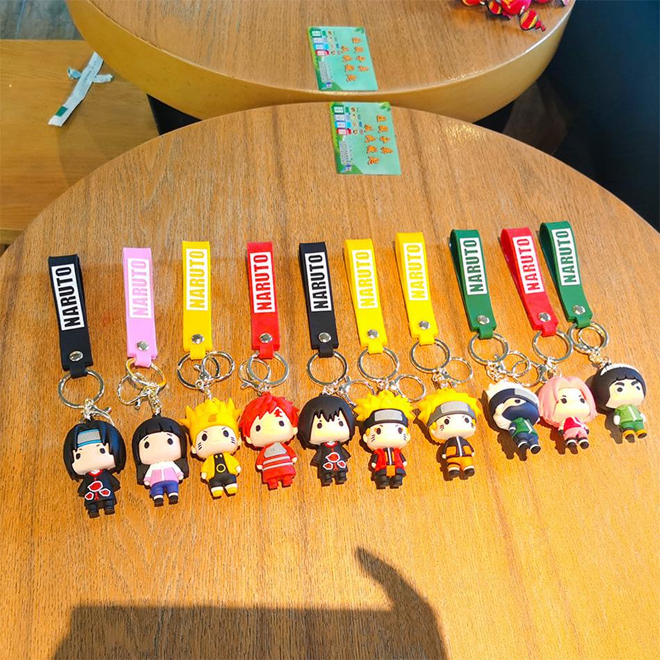 Chaveiro Anime Naruto Joia da Moda Figura de Desenho Animado 7CM Porta-Chaves de PVC Figuras de Ação Uzumaki Kakashi para Homens Mulheres Pingente de Bolsa