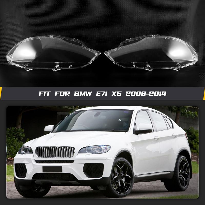 2pcs Car Headlight Lens Covers for BMW E71 X6 2008-2014 Transparent Lens Car Replacement Accessories