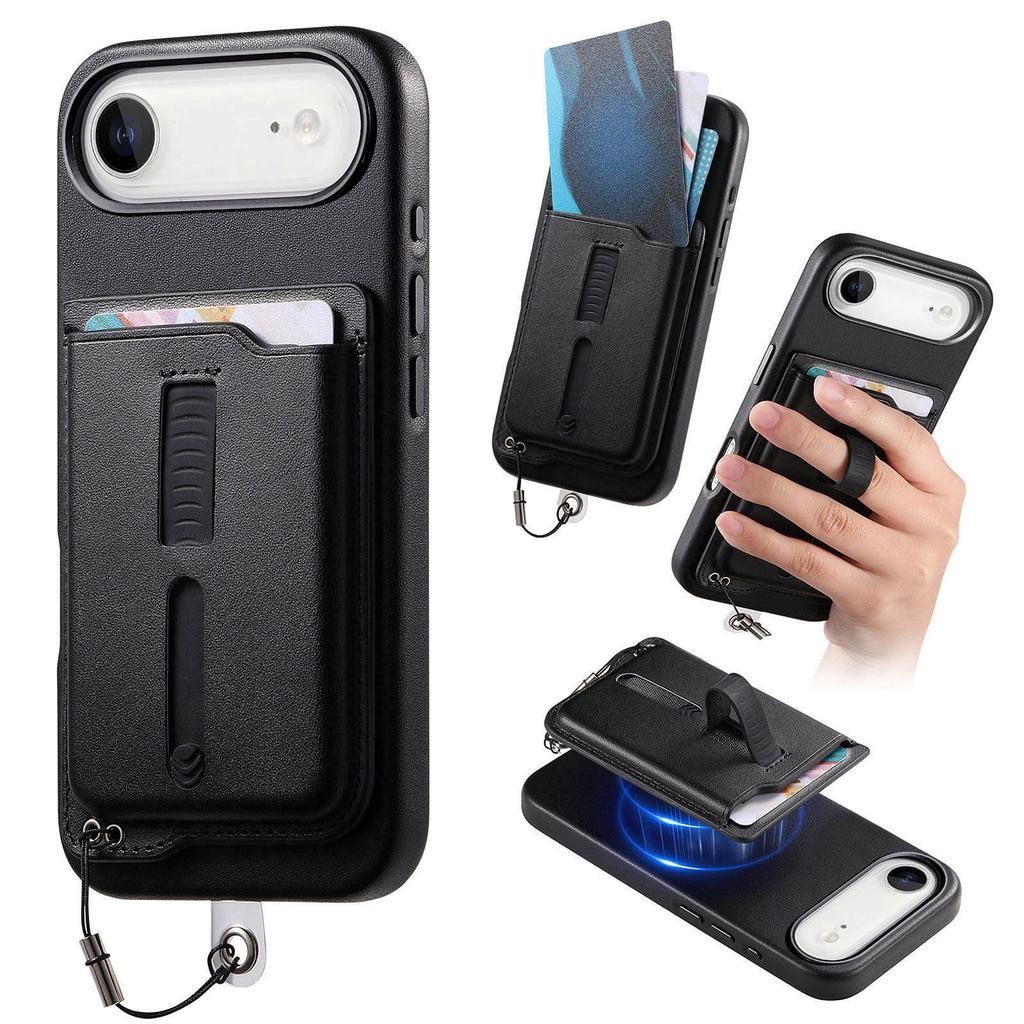 2-in-1 Magnetische Leder-Geldbörse Kartenfach Handyhülle Für iPhone 17 Pro Max 16 Plus 15 14 13 12 Stoßfest Versteckte Handgelenkschlaufe Hülle