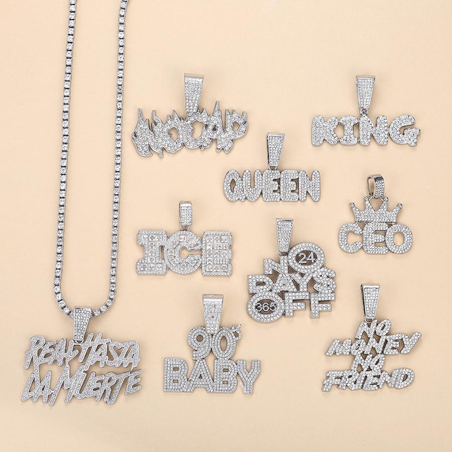 European & American Hip-Hop ICE Diamond CEO Letter Pendant Necklace - Trendy Unisex Jewelry
