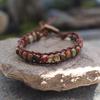 Freeform Shoushan Stone 5x7 Emperor Leather Woven Bohemian Bracelet