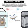 Boble Tea Insulated Lunch Bags Thermal Bag Reusable,Lunch Container P-Pusheencats High Capacity Lunch Box Tote Food Handbags