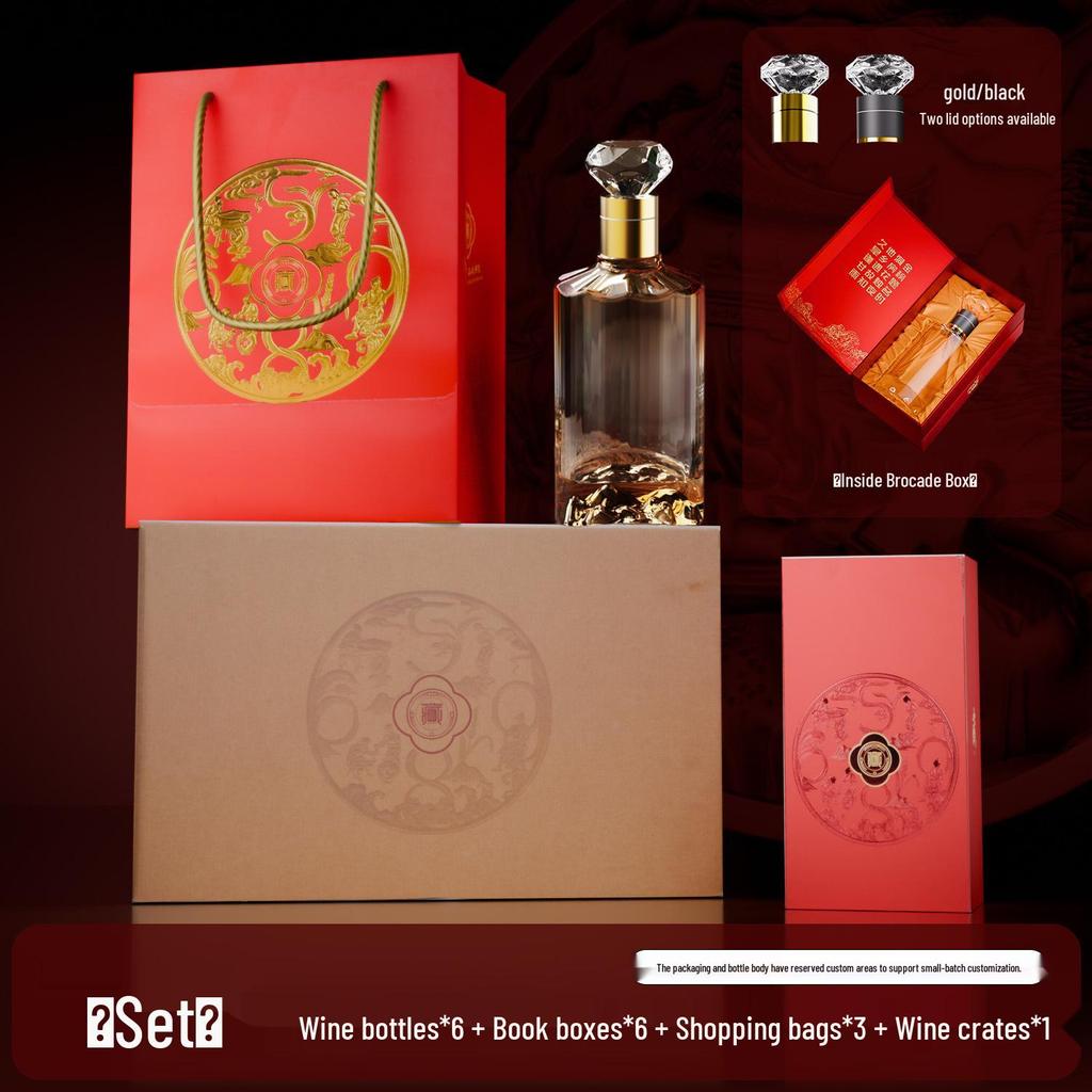Diamond Transparent 500ml Glass Baijiu Bottle Set - Thickened, Sealed, Empty Wine Bottles