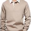 Men Spring Fall Top Turn-down Collar Loose Pure Color Long Sleeves