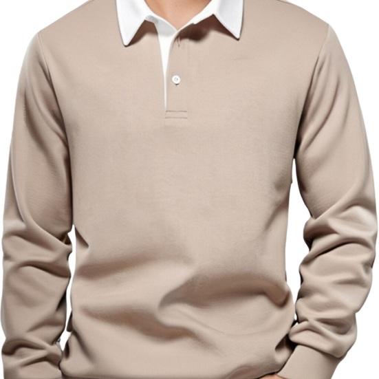 Men Spring Fall Top Turn-down Collar Loose Pure Color Long Sleeves