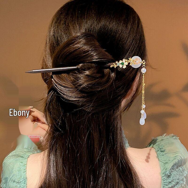 Traditional Chinese Wooden Hairpin with Tassel for Women's Updo - Qipao Hanfu Headdress