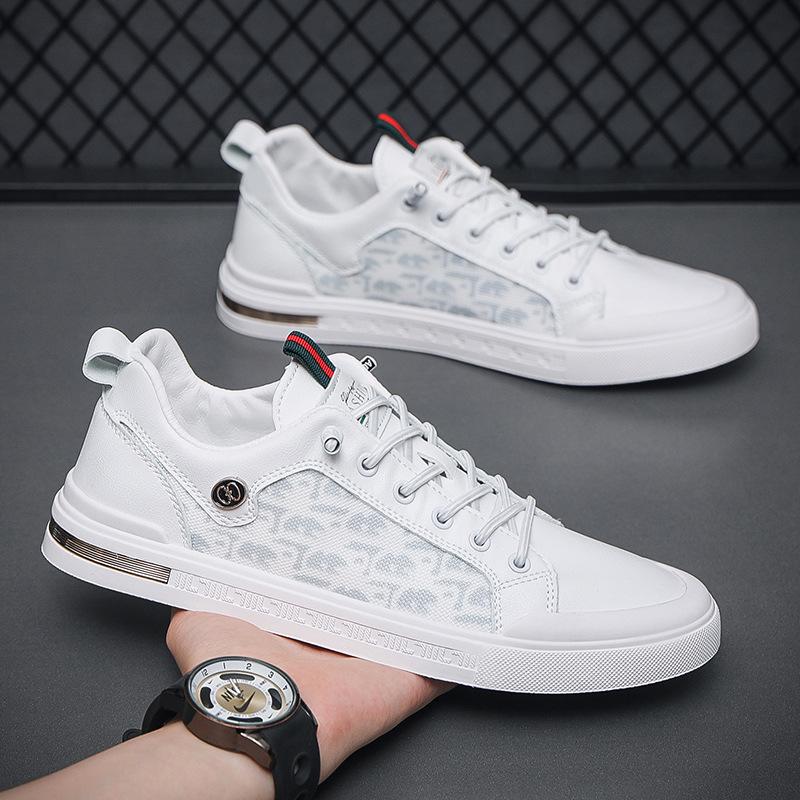 New Korean Style Fashion Casual Board Shoes Breathable Mesh Shoes Soft Sole Thin Sports White Shoes for Men