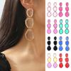 1 paio di orecchini pendenti lunghi da donna, forma geometrica irregolare, in resina multistrato, lisci, elettroplaccati, gioielli per le orecchie, da ballo, cocktail, feste, orecchini pendenti