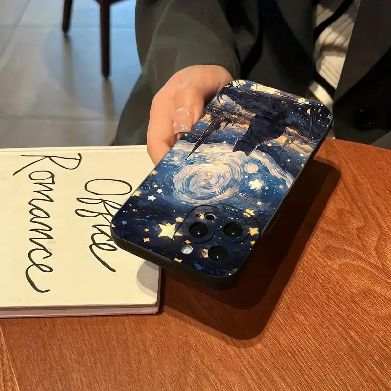 Funny Starry Sky Cat Pattern Phone Case For iPhone 17 16 15 14 13 12 11 Pro Max Mini 7 8 Plus SE Cute Cartoon Animals Soft Cover