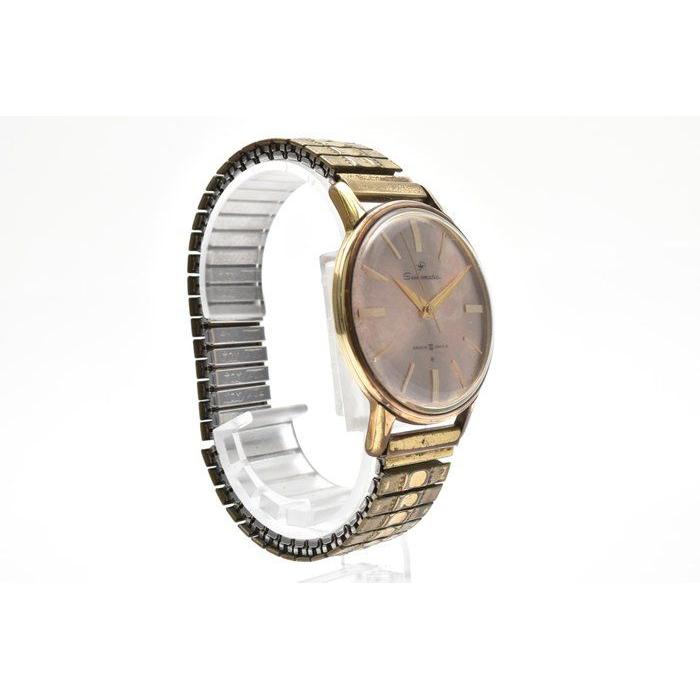 Used SEIKO Seikomatic J14074DE Automatic Pink Peach Dial Gold Stainless Steel Telescopic Bracelet Vintage Retro Antique 60s 1960's Men's Watch