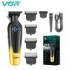 VGR Men's Electric Hair Clipper Gradient Metal Body Hair Trimmer LED Intelligent Digital Display Home Carving Pusher Waterproof and Long-lasting V-996