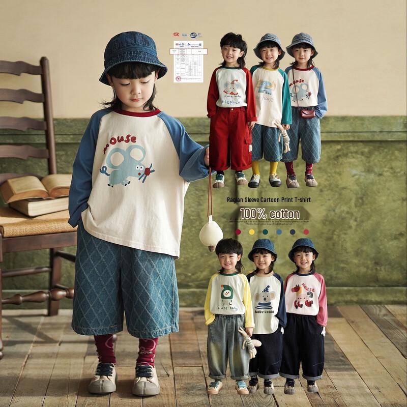 

Милая футболка с принтом для детей, с длинным рукавом, из чистого хлопка 90