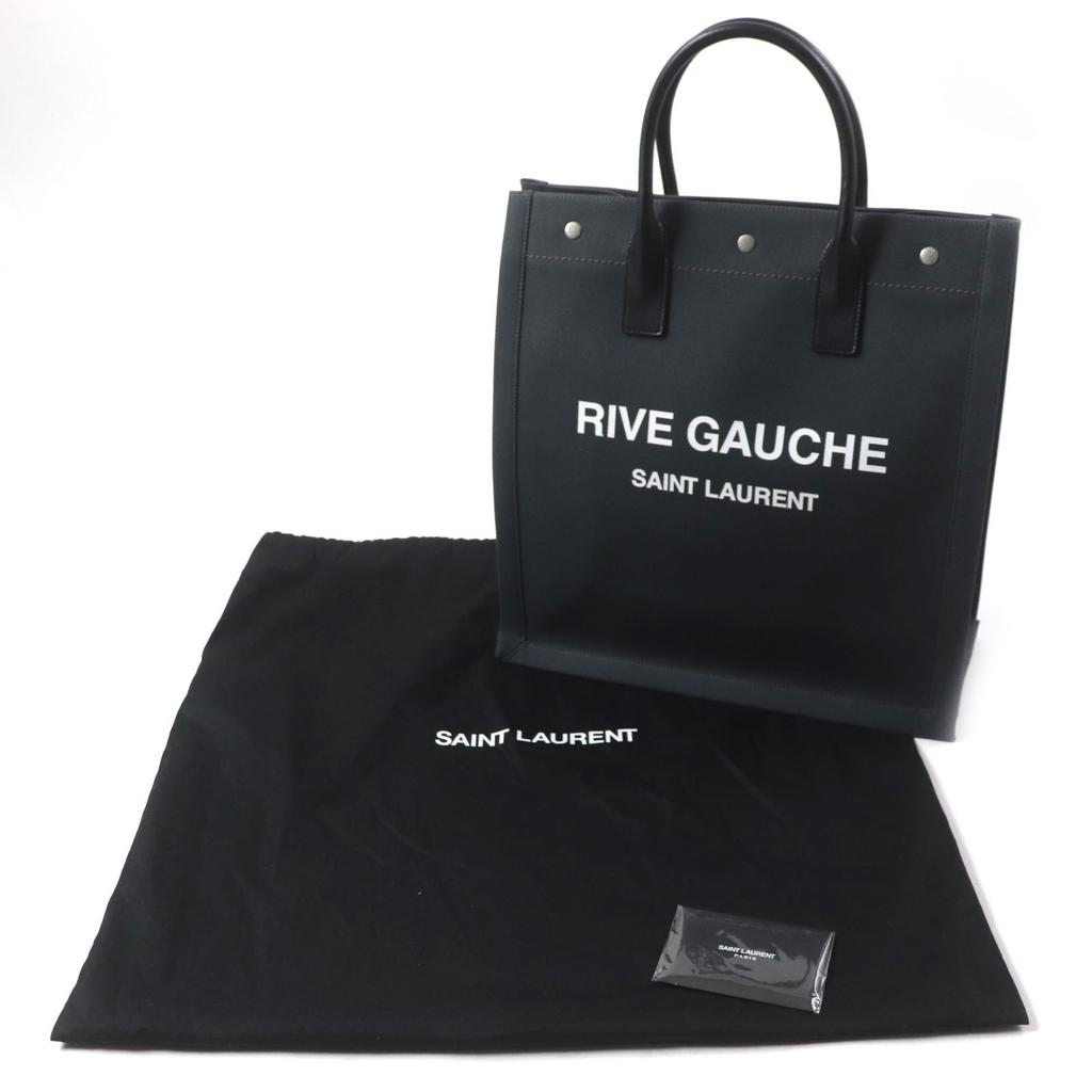 SAINT LAURENT PARIS Tote Bag Rive Gauche N/S dark gray black canvas 632539 Used
