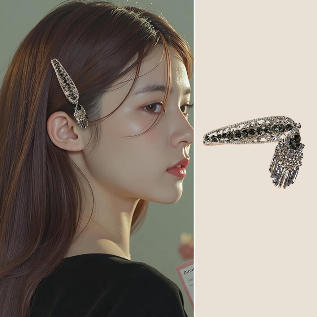 Retro Tassel Pearl Hairpin - Chinese Ethnic Updo Duckbill Clip for Women