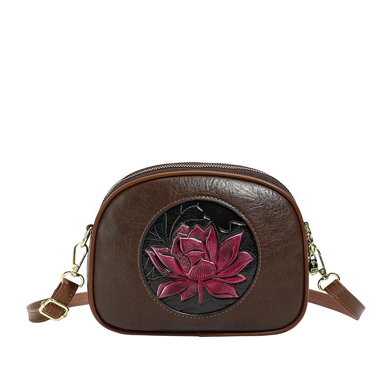 Einschulterige kleine runde Tasche, Damen-Umhängetasche, Münzbörse, Tasche aus weichem Leder, Kleine Tasche