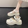 Platform sandals women's 2025 summer new Korean version fashion round head open-toed belt buckle casual beach Roman sandals