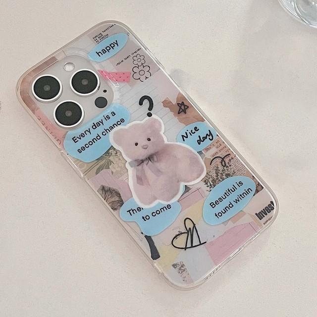 

Ins Bear Imd Shell Цветочная Этикетка Для Iphone 13 12 Promax 14 Pro Max 11 Мультяшный Арт-Браслет Чехол Для Телефона Задняя Крышка for iphone 11