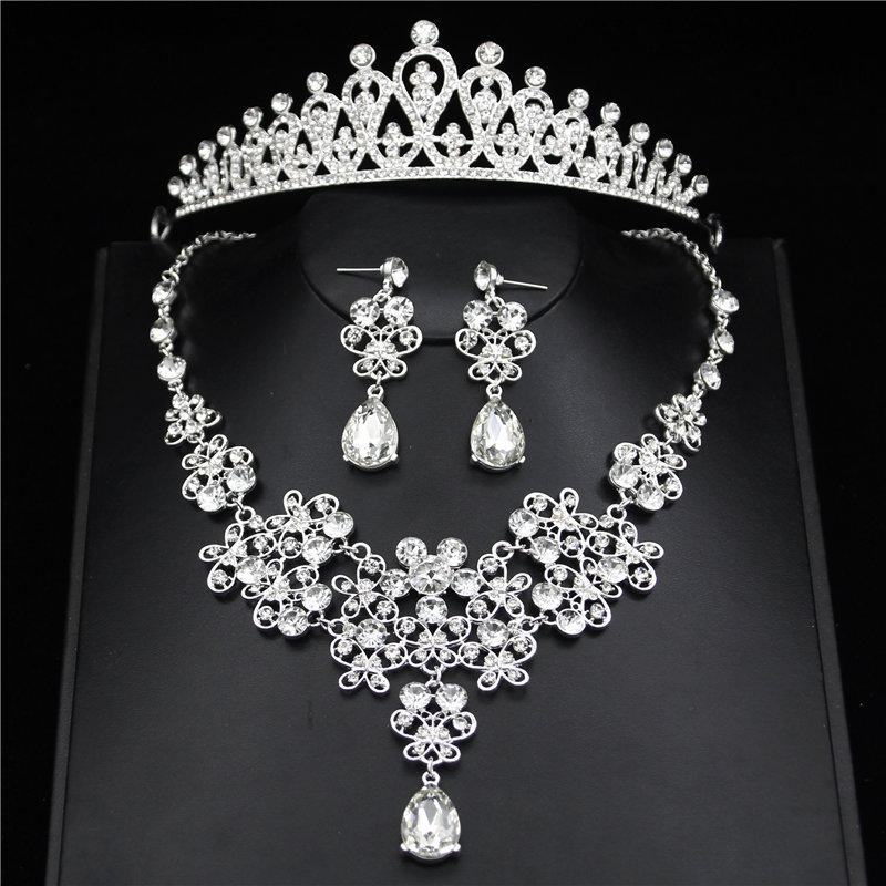 Bride Jewelry Sets Wedding Necklaces Earrings set Women Prom Tiaras and Crowns Wedding Necklaces/Earrings sets Jewelry
