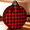 Stackable Plaid Christmas Wreath Storage Bag Waterproof Large Capacity Wreath Storage Container with Zipper and Handles