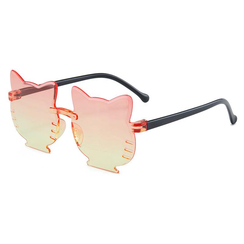 Cute Kitten Face Lenses, Rimless Sunglasses, Fashionable Color Matching, Cartoon Children's Photo Concave Sunglasses