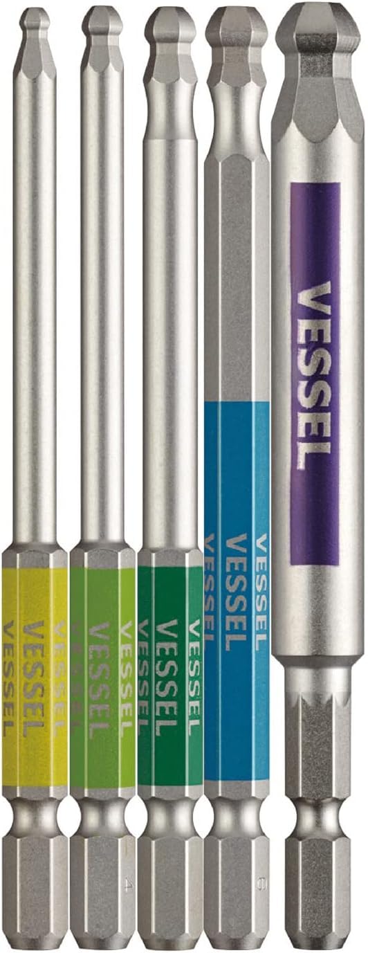 

VESSEL Ball Point x Single-Head Bit, 5-Piece Set, 3/4/5/6/8mm 100mm, GS5P-35