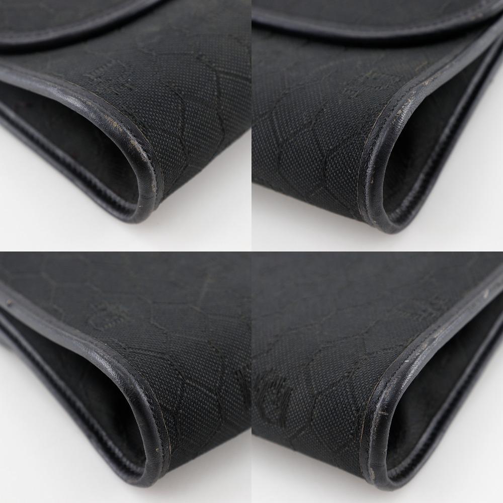 Dior ChainShoulder Shoulder Bag Honeycomb Pattern vintage black Nylon canvas Women Used