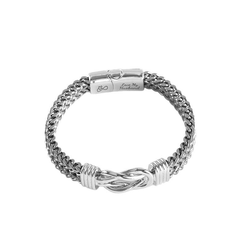 Fashionable Hand Jewelry - Simple Yet Powerful - Double-row Reversible Chain Fusion Twisted Stainless Steel Men's Bracelet