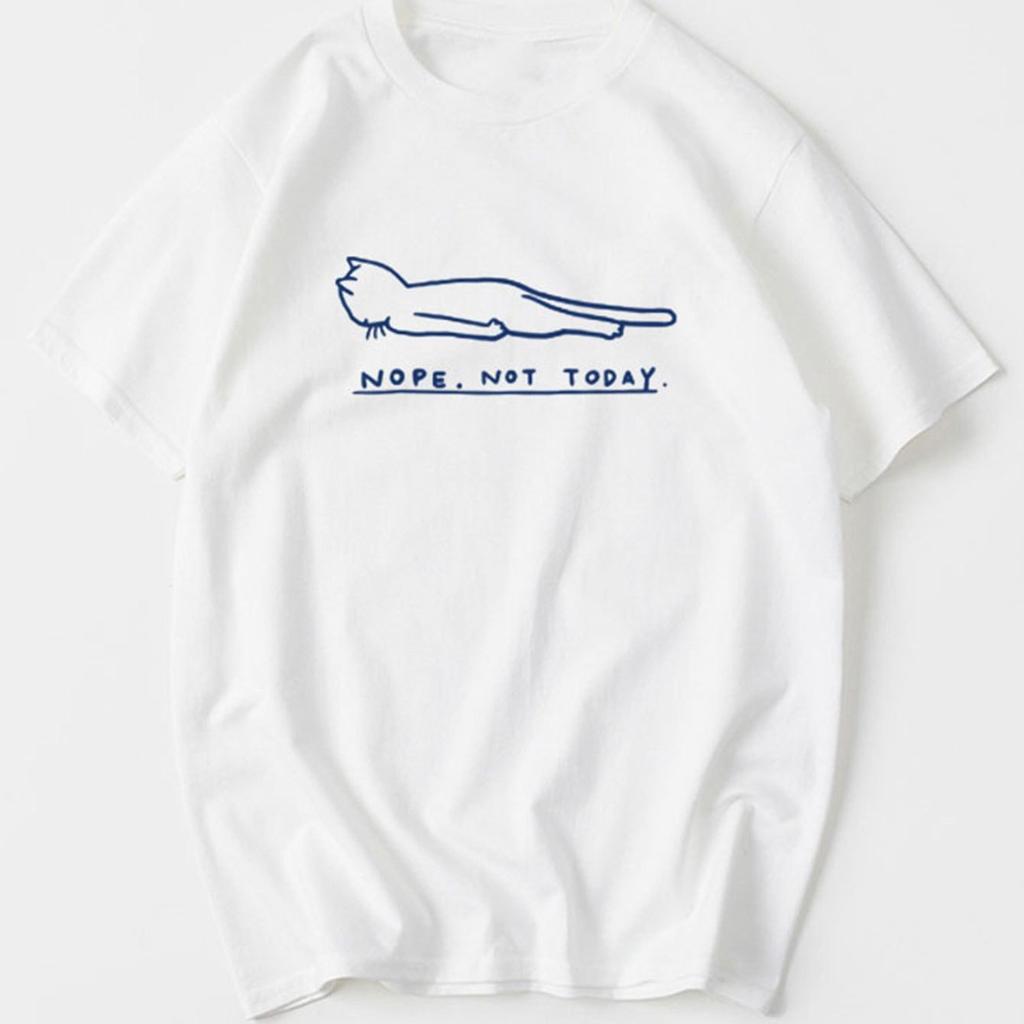 Casual Men and Women Short Sleeved T-shirts Are Easy and Comfortable Summer Tee with Cat Graphic Printed Crew