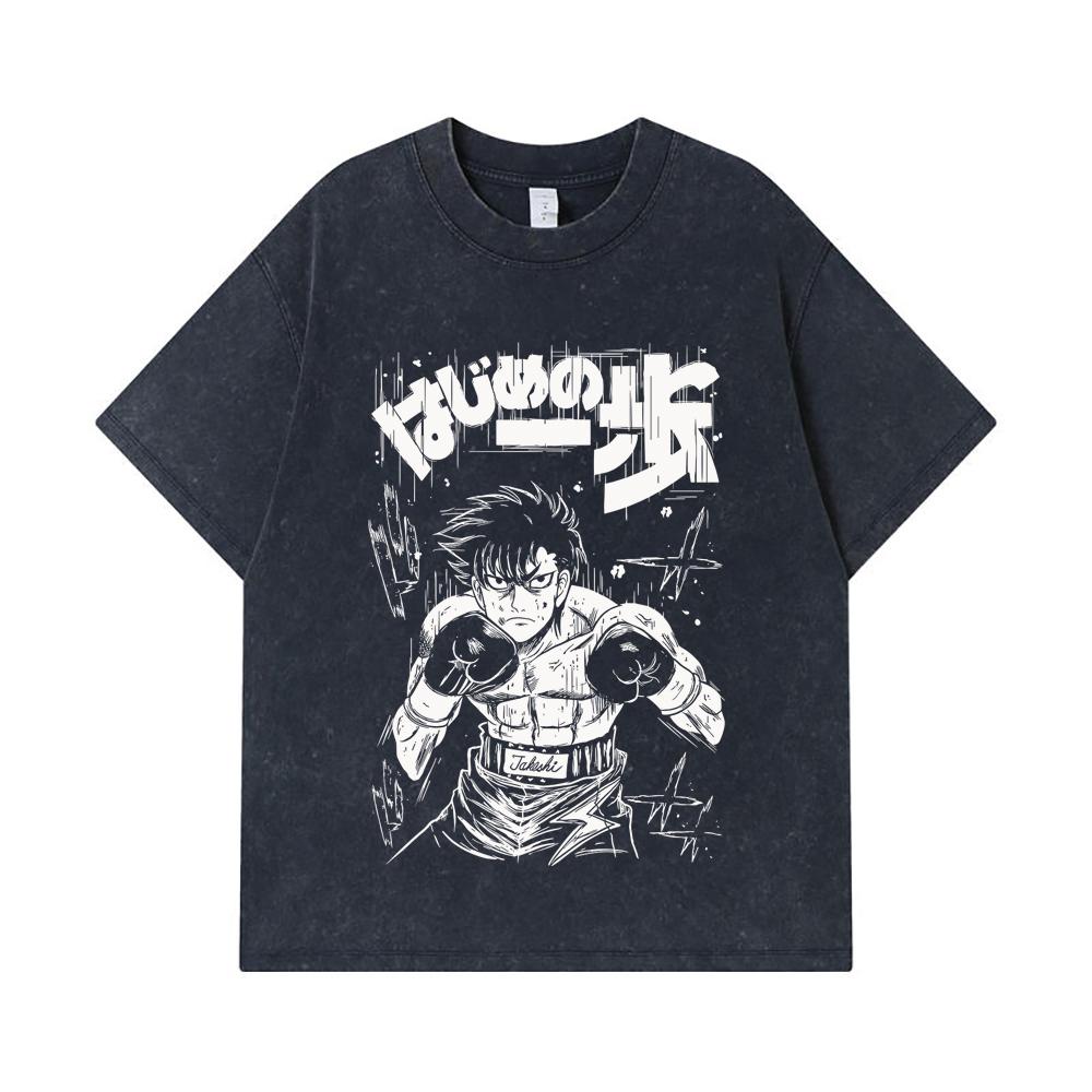 275 GSM Washed T-shirts 100% Cotton Hajime No Ippo V7 Takeshi Print Unisex Heavy Cotton T Shirt