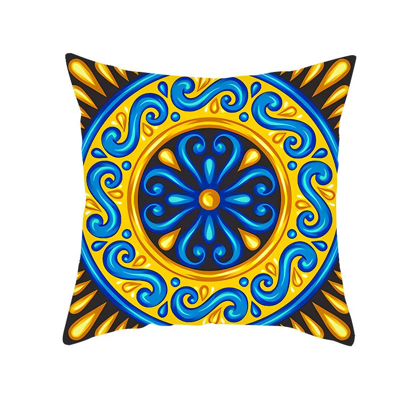 Bohemian Printed Peach Skin Velvet Pillow Cover Colorful Geometric Abstract Ethnic Style Pillow Cover