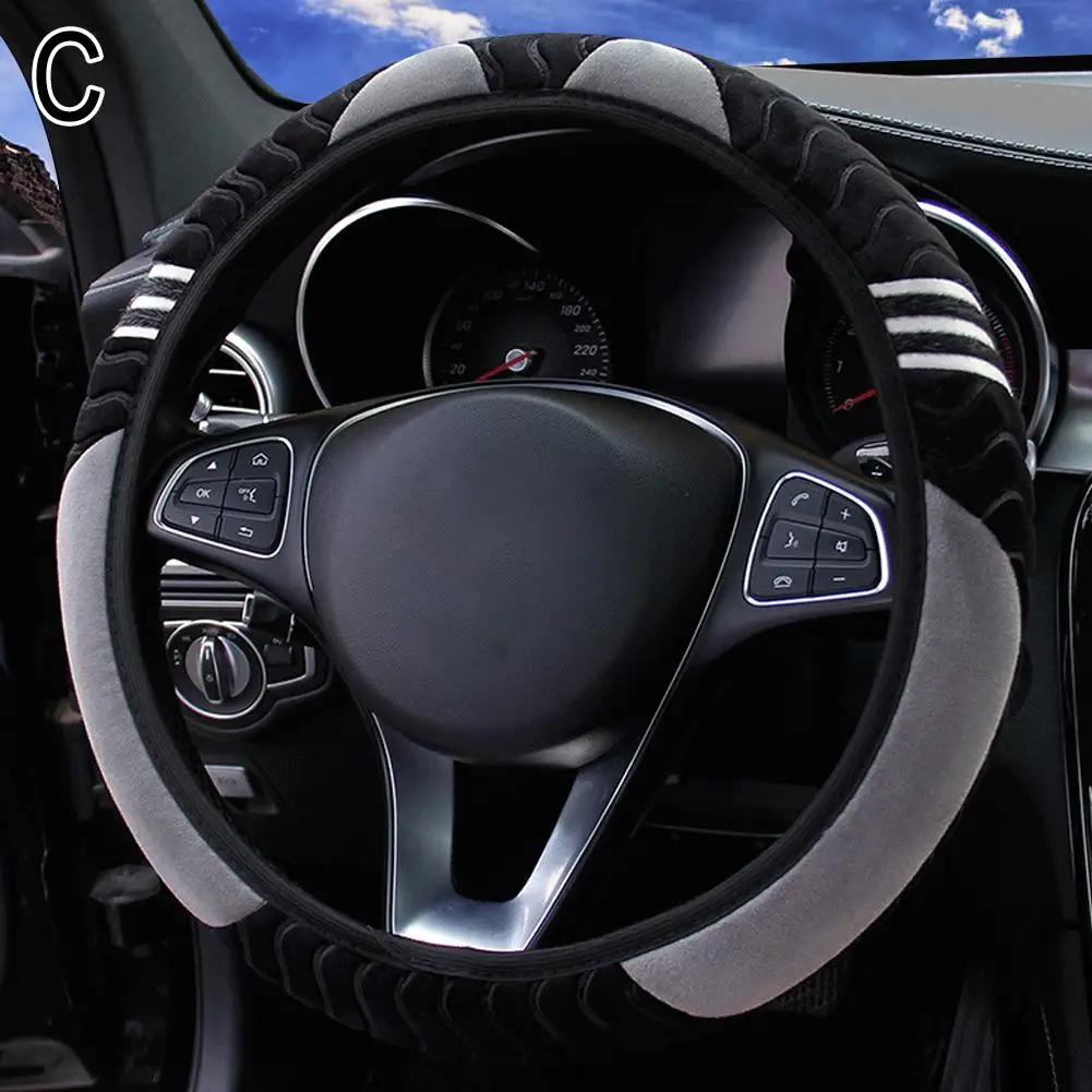 Plush Car Steering Wheel Cover Little 38cm Elastic Warm Anti-slip Wheel Cover Car Styling Car Accessories for Women B9T0