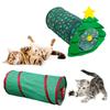 Collapsible Cat Tunnel Toy with Canes Playtube Crinkle Christmas Tree Tunnel for Indoor Kitten Rabbit 20inch