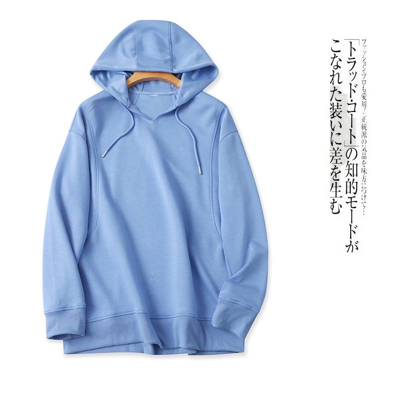 

Толстовка с воздушным слоем Весна и Осень Новинка Экспорт Женская Мода Повседневная Толстовка с капюшоном V-образный вырез Пуловер Длинные рукава Эластичные топы 28787 Blue B- 7-12-1 XS