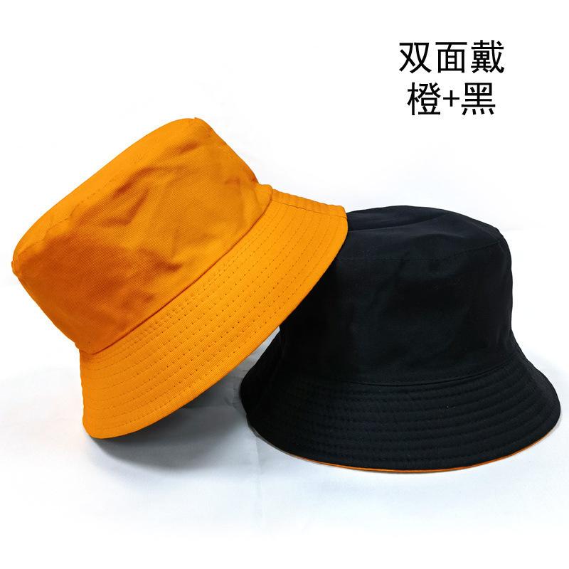 Double-sided bucket hat men's simple casual versatile basin hat women's solid color light board sun hat couple hat tide