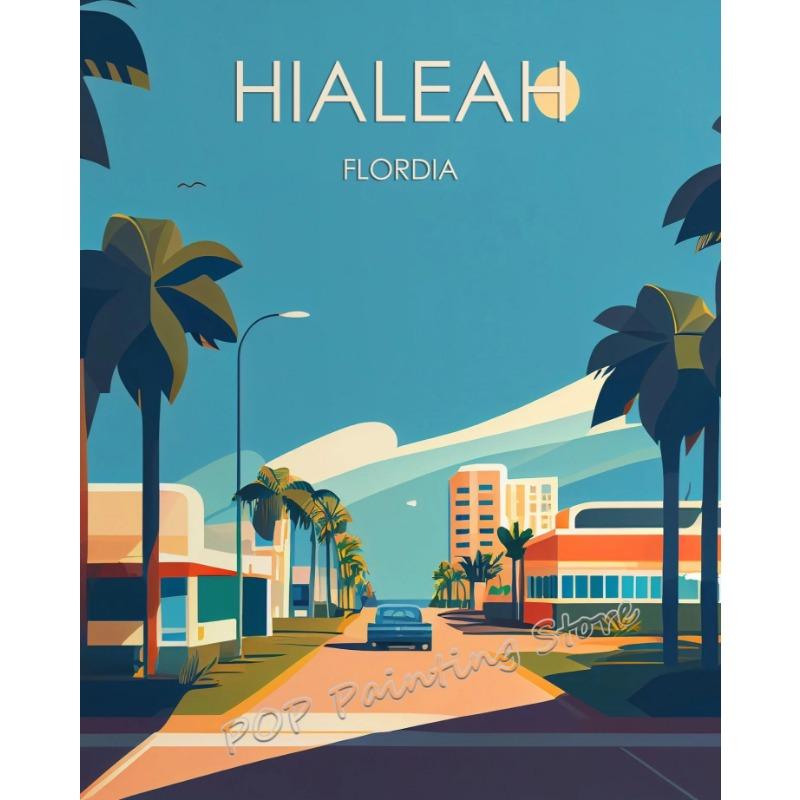 

Florida Retro Travel Canvas Print Wall Art Miami Jacksonville Multi-City Vintage Poster Set Minimalist Home Decor Souvenir Gift 21cm×30cm NoFrame