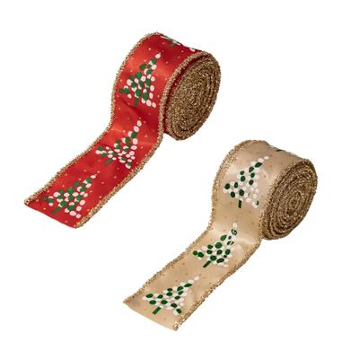 5.46Yard Holiday Fabric Ribbon 5cm Wide Christmas Decorative Ribbon For Art Craft Christmas Tree Wreath and Wrapping