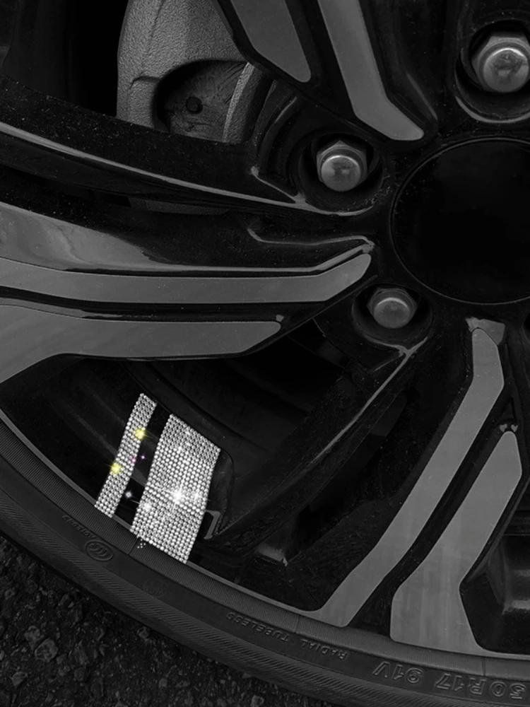6Pcs Reflective Car Wheel Rim Stickers Mark Stripe Racing Wheel Hub Decals for Size 18" - 21" Bling Rhinestone Decor Sticker