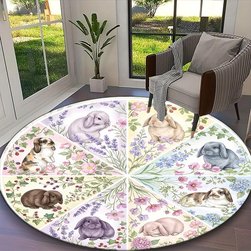 [1pc Fluffy Brown Alpaca Office Chair Carpet] Digital Printed Round Rug for Home & Game Room Use, Soft Indoor Sofa Chair Mat