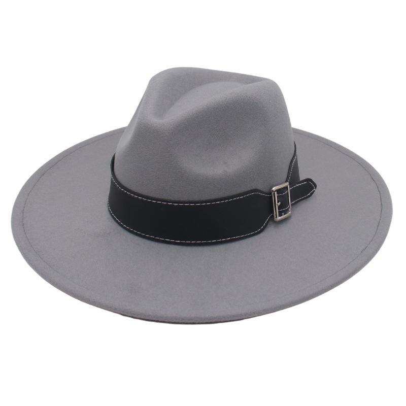 New Black Belt, Large Brim, High-End Clothing With Wholesale Men'S And Women'S Felt Woolen Top Hats