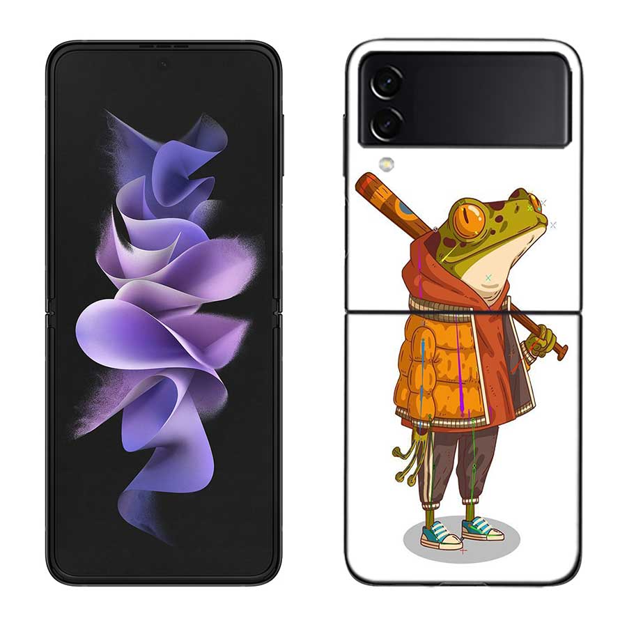 Cute Mouse Axolotl Frog Wizard Phone Case For Samsung Z Flip 7 6 5G Galaxy Z Flip 5 4 3 Black Hard Cell Cover Luxury PC Shell C