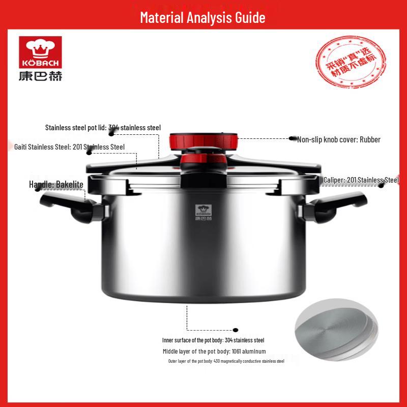 Kangbach 304 Stainless Steel Dual-Setting Pressure Cooker