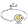 Crystal Rhinestone Aromatherapy Tree of Life Bracelet - Adjustable Titanium Steel with Essential Oil Compartment.